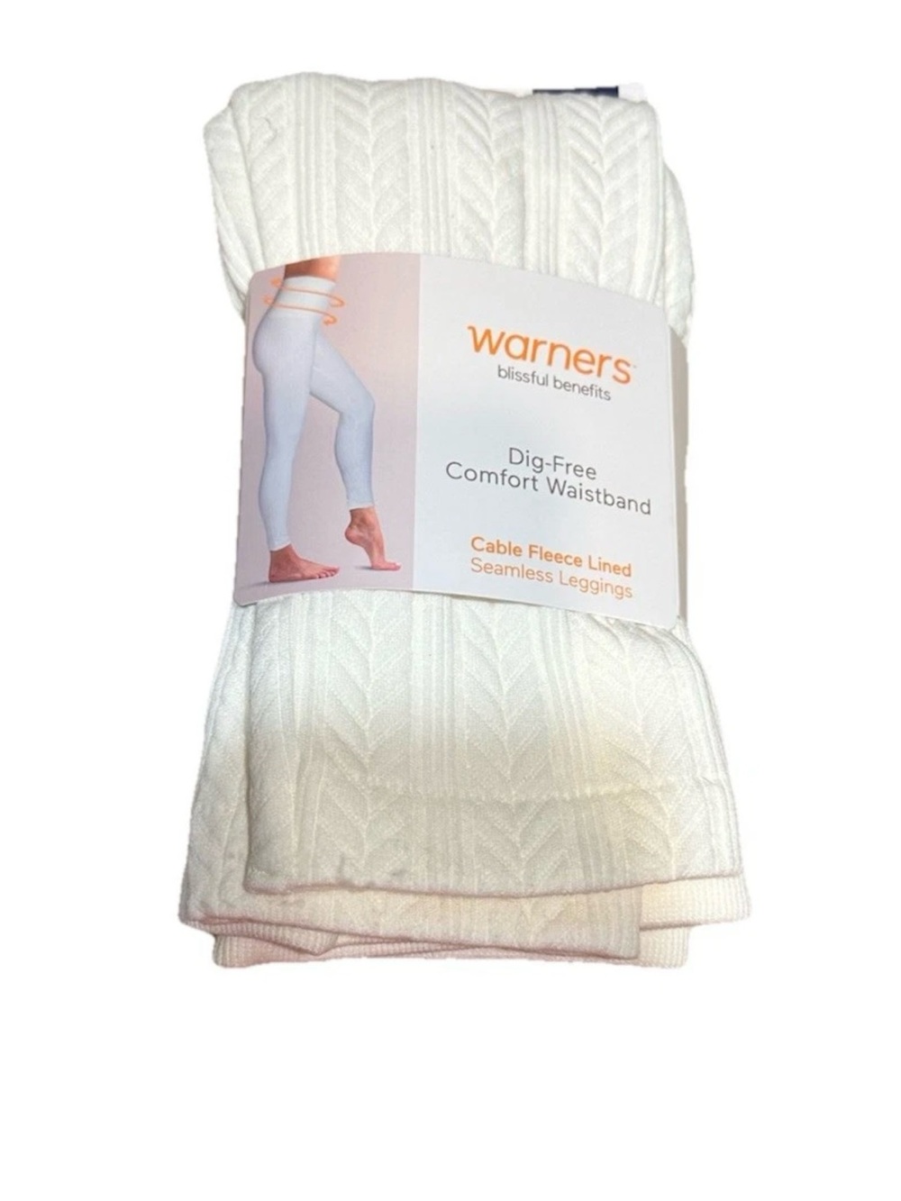 Cable Fleece Lined Seamless XS Leggings Warners Dig Free Comfort Waistband NWT